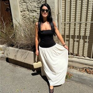 Commense Black and Cream strapless Dress